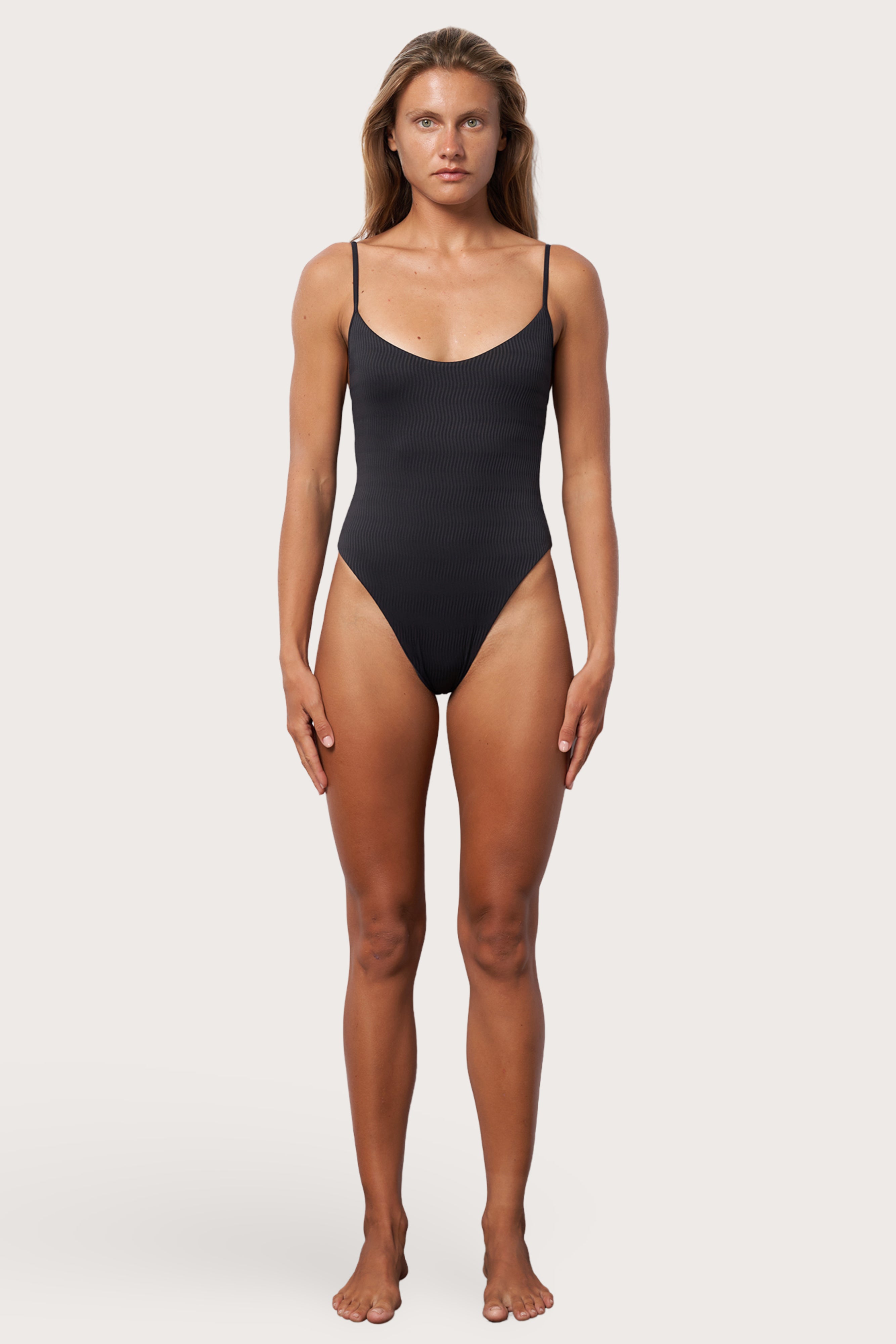 High Cut One Piece Swimsuit - Moonless Night Wave